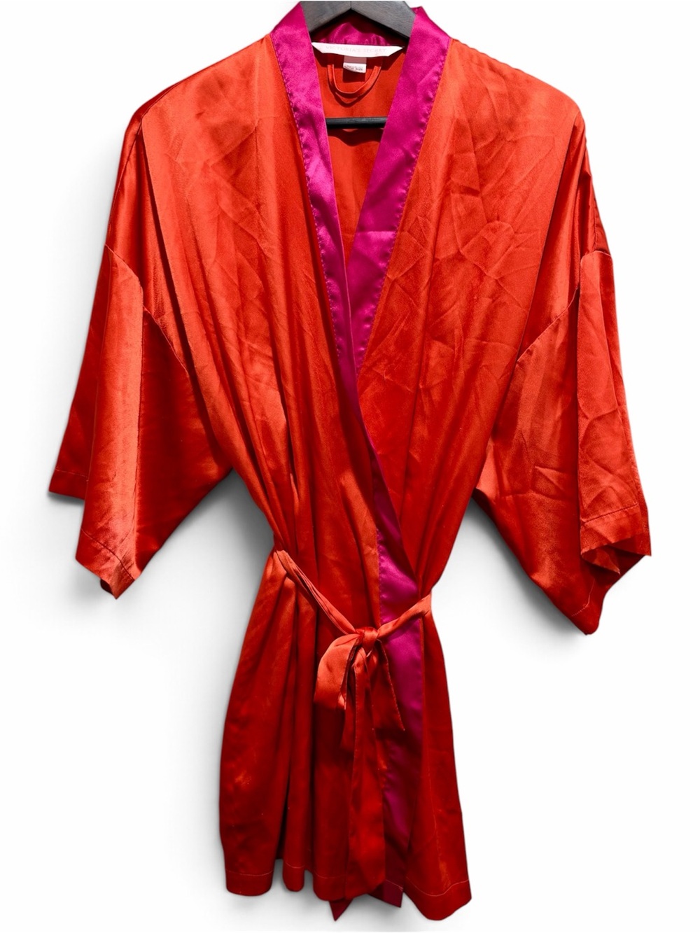 Victoria’s Secret Y2K Satin Robe Orange Pink Colorblock One Size